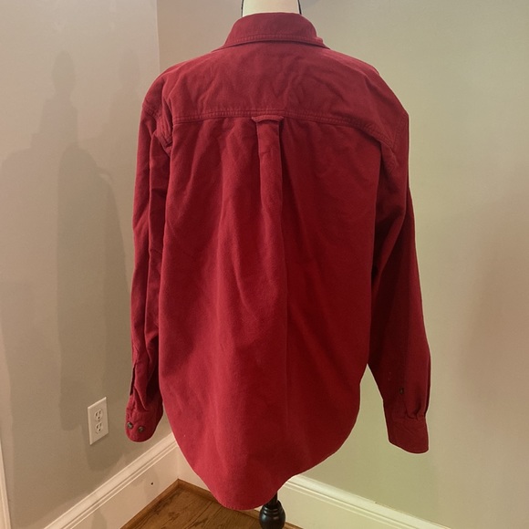 Mens Eddie Bauer red flannel chamois button down soft layering workwear - Picture 4 of 6